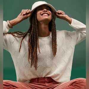 Anthropologie Cream Cable Knit Sweater